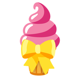 Soft ice cream and Heart with ribbon