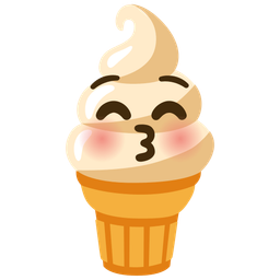 Soft ice cream and Kissing face with closed eyes