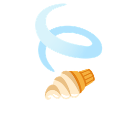 Soft ice cream and Leaf fluttering in wind