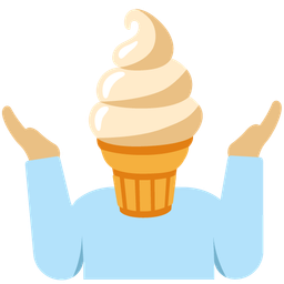 Soft ice cream and Person shrugging