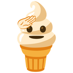 Soft ice cream and Saluting face