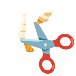 Soft ice cream and Scissors