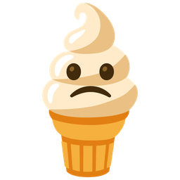 Soft ice cream and Slightly frowning face