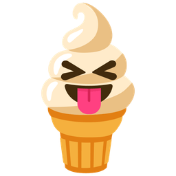 Soft ice cream and Squinting face with tongue