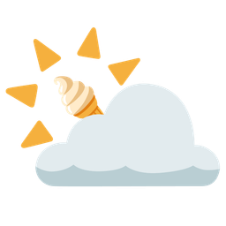 Soft ice cream and Sun behind cloud