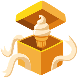 Soft ice cream and Wrapped gift
