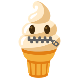 Soft ice cream and Zipper-mouth face