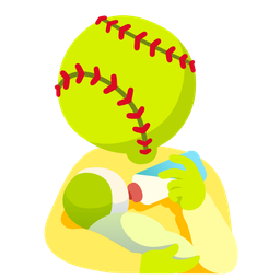 softball and baby bottle