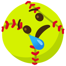 softball and crying face
