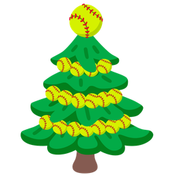softball and evergreen tree