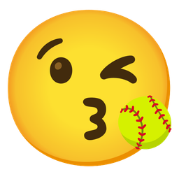 Softball and Face blowing a kiss