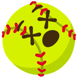 softball and face with crossed-out eyes