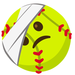 softball and face with head-bandage