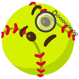 softball and face with monocle