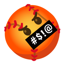 softball and face with symbols on mouth