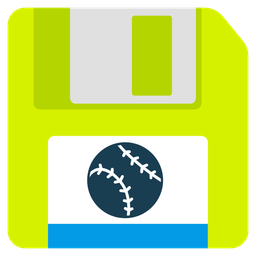 softball and floppy disk