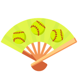 softball and folding hand fan