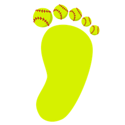 softball and footprints