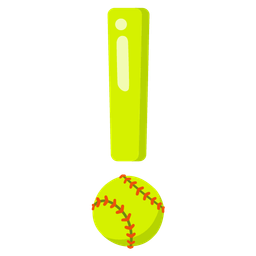 softball and red exclamation mark