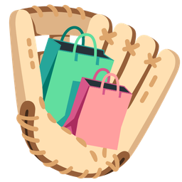 softball and shopping bags