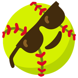 softball and smiling face with sunglasses