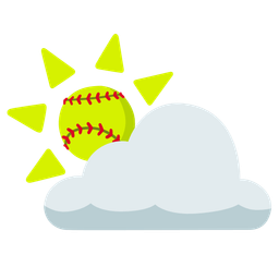 softball and sun behind cloud