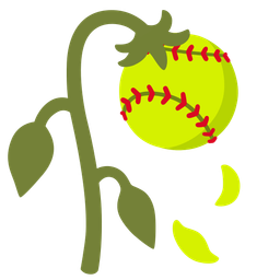 softball and wilted flower