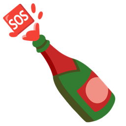 SOS button and bottle with popping cork