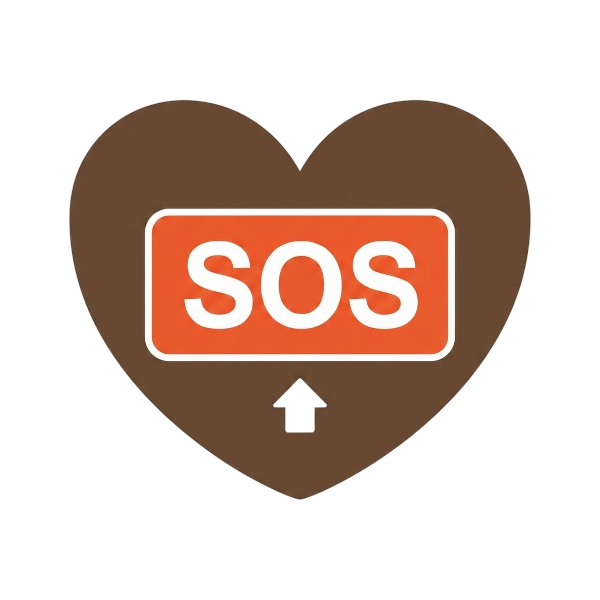 SOS button and Brown heart