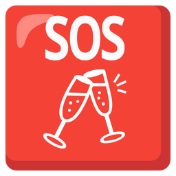 SOS button and clinking glasses