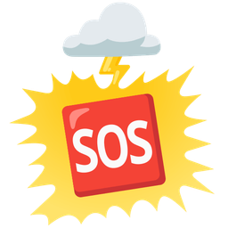 SOS button and cloud with lightning