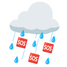 SOS button and cloud with rain
