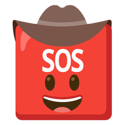 SOS button and cowboy hat face