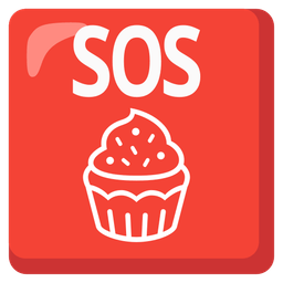 SOS button and cupcake