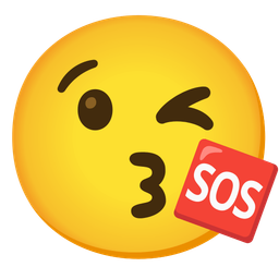 SOS button and Face blowing a kiss