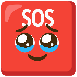 SOS button and face holding back tears