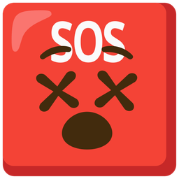 SOS button and face with crossed-out eyes