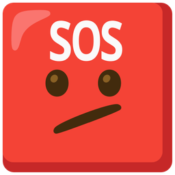 SOS button and face with diagonal mouth