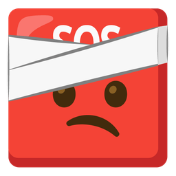 SOS button and face with head-bandage