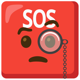 SOS button and face with monocle
