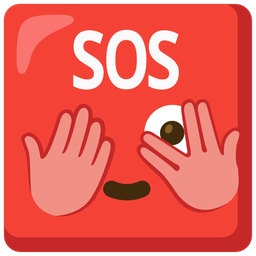 SOS button and face with peeking eye