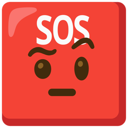 SOS button and face with raised eyebrow