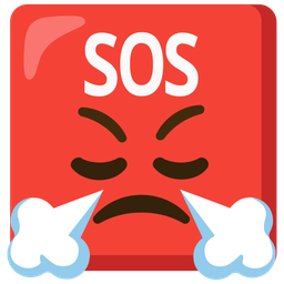 SOS button and face with steam from nose