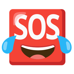 SOS button and Face with tears of joy