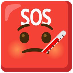 SOS button and face with thermometer