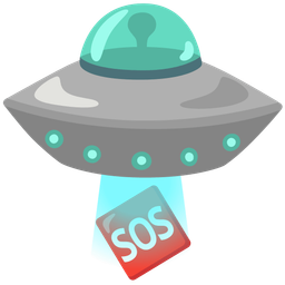 SOS button and flying saucer