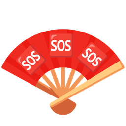 SOS button and folding hand fan