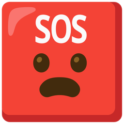 SOS button and frowning face with open mouth