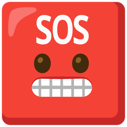SOS button and grimacing face