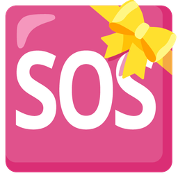 SOS button and heart with ribbon